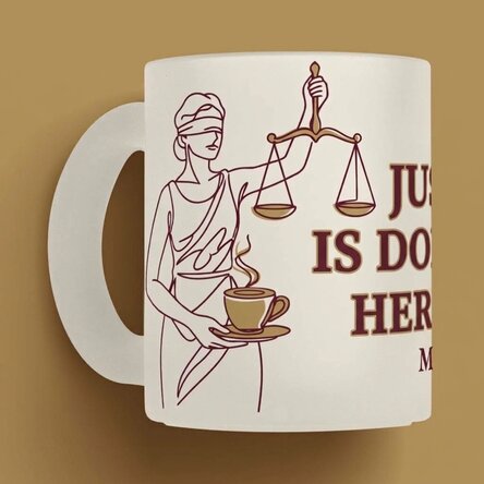 Personalised mug with text for lawyers