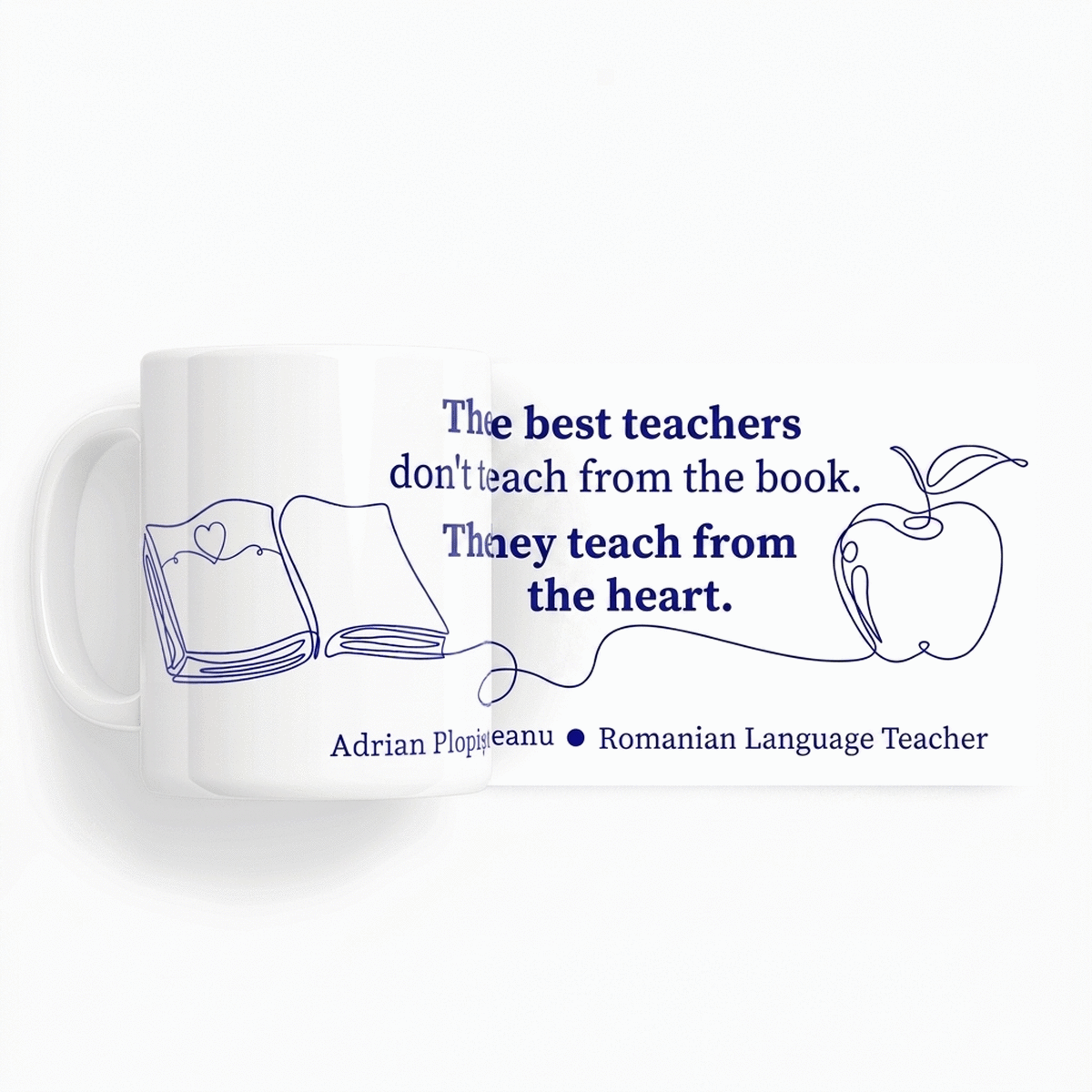 Personalised mug with text for teachers