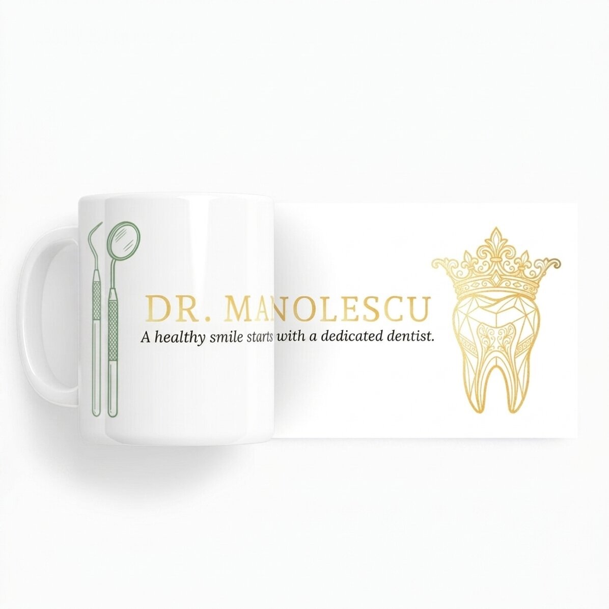 Personalised mug with text - Golden Dentist