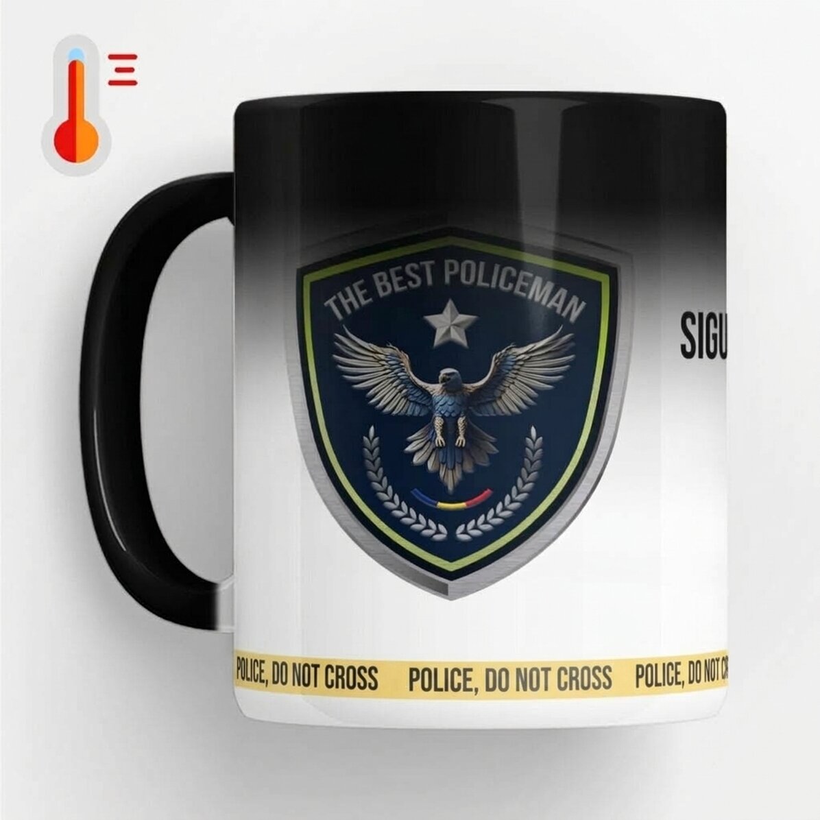 Personalised heat-sensitive mug with text – The Best Policeman