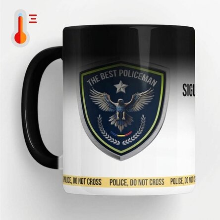 Personalised heat-sensitive mug with text – The Best Policeman