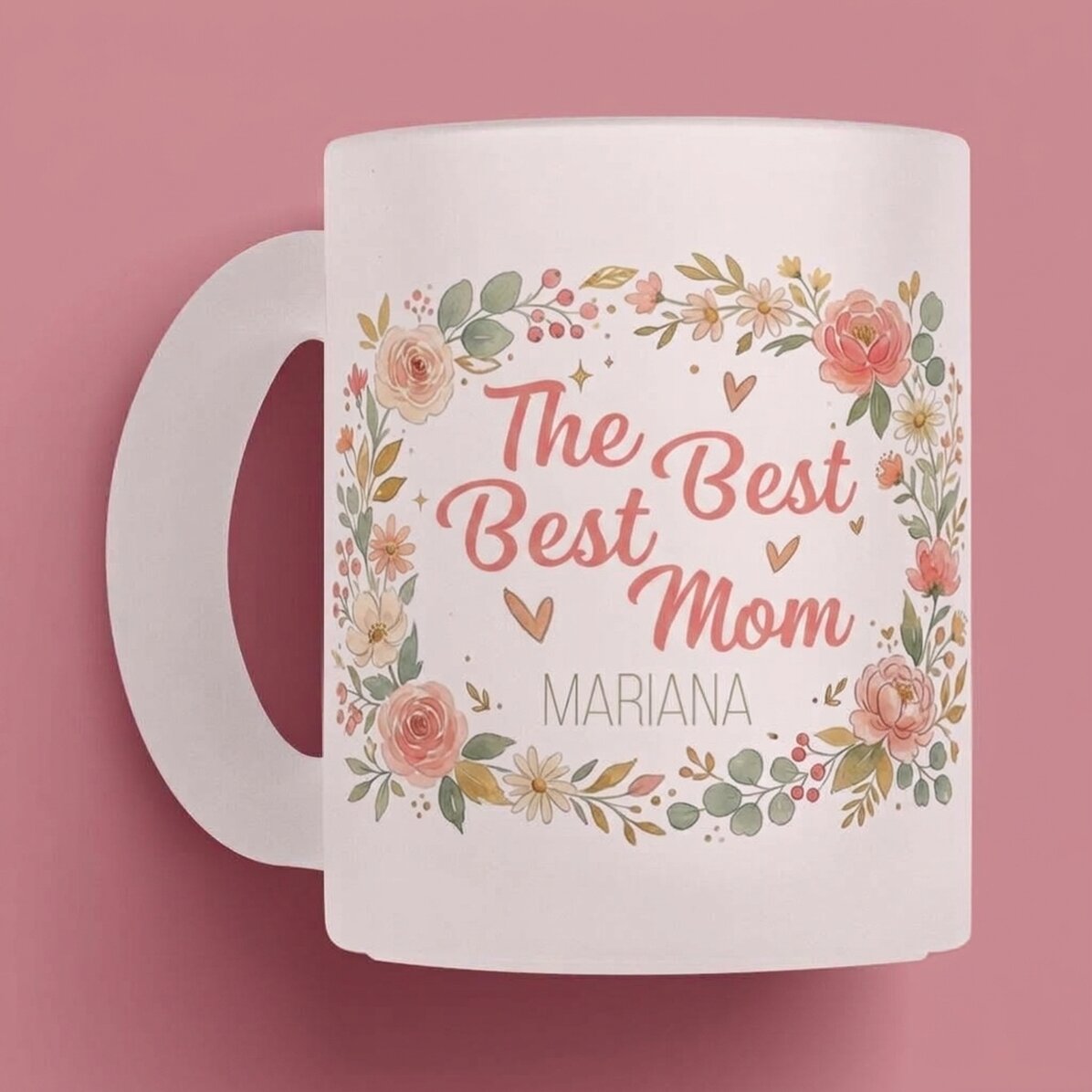 Personalised glass mug with text – The Best Mum