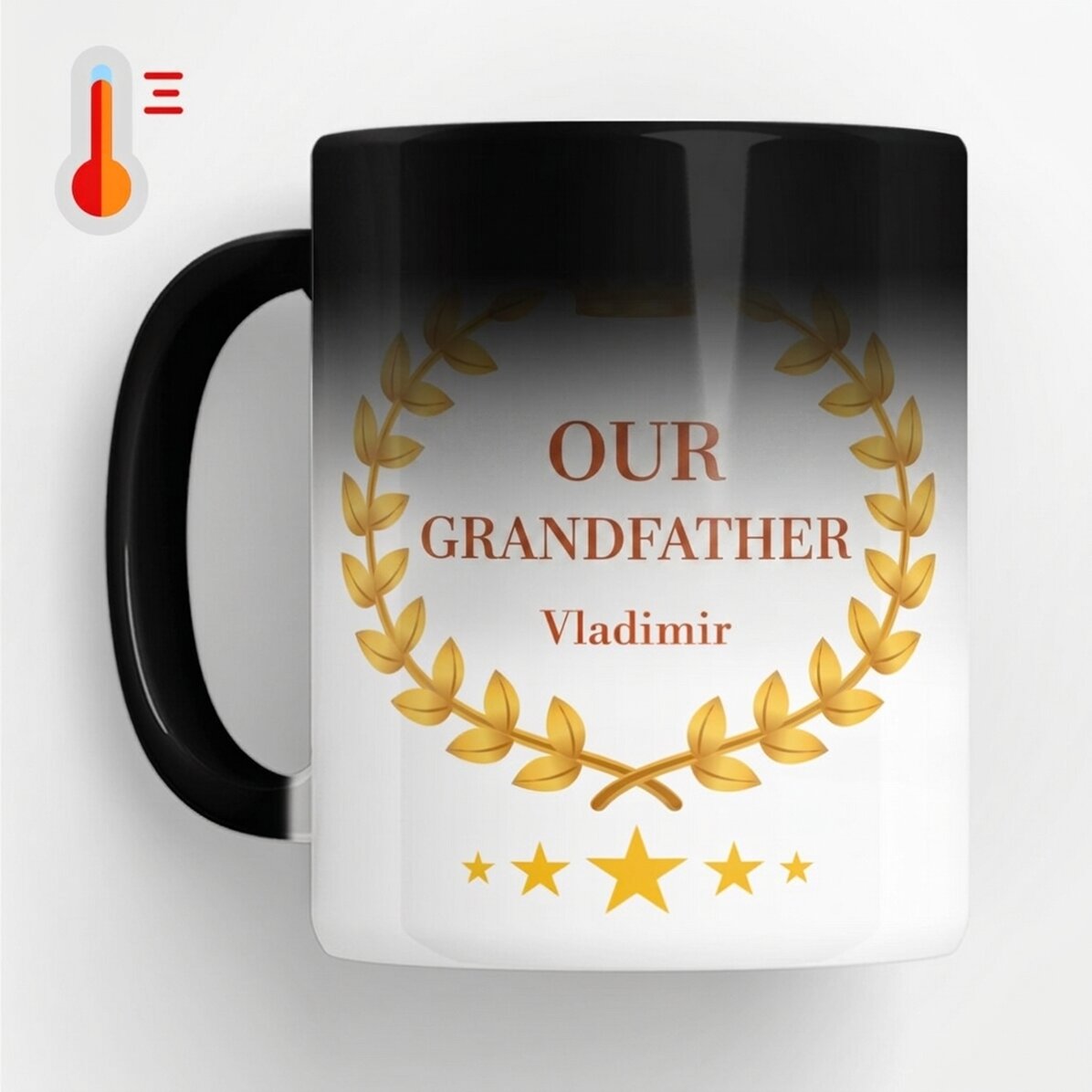 Personalised heat-sensitive mug with text – Our Grandad