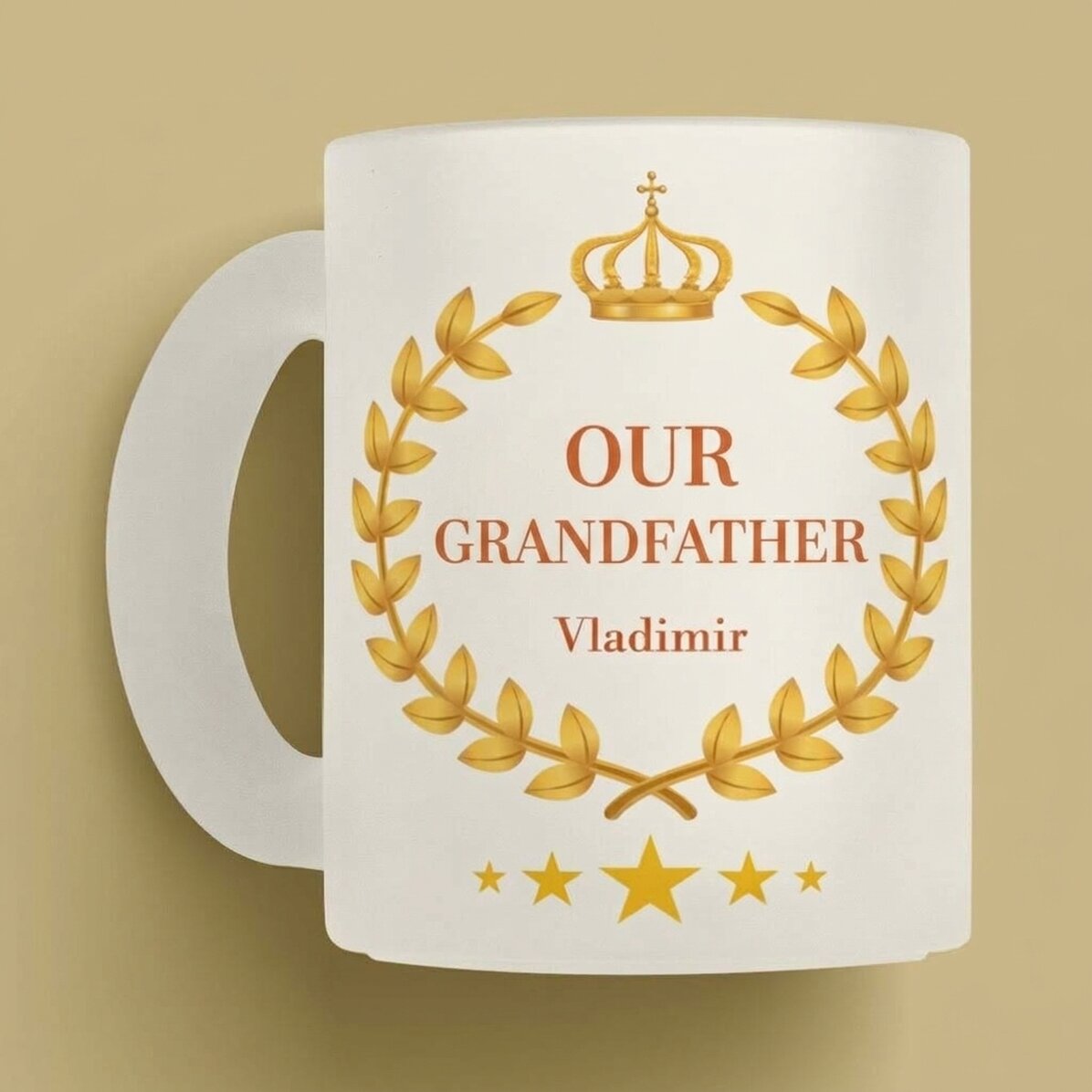 Personalised frosted glass mug with text - Our Grandad