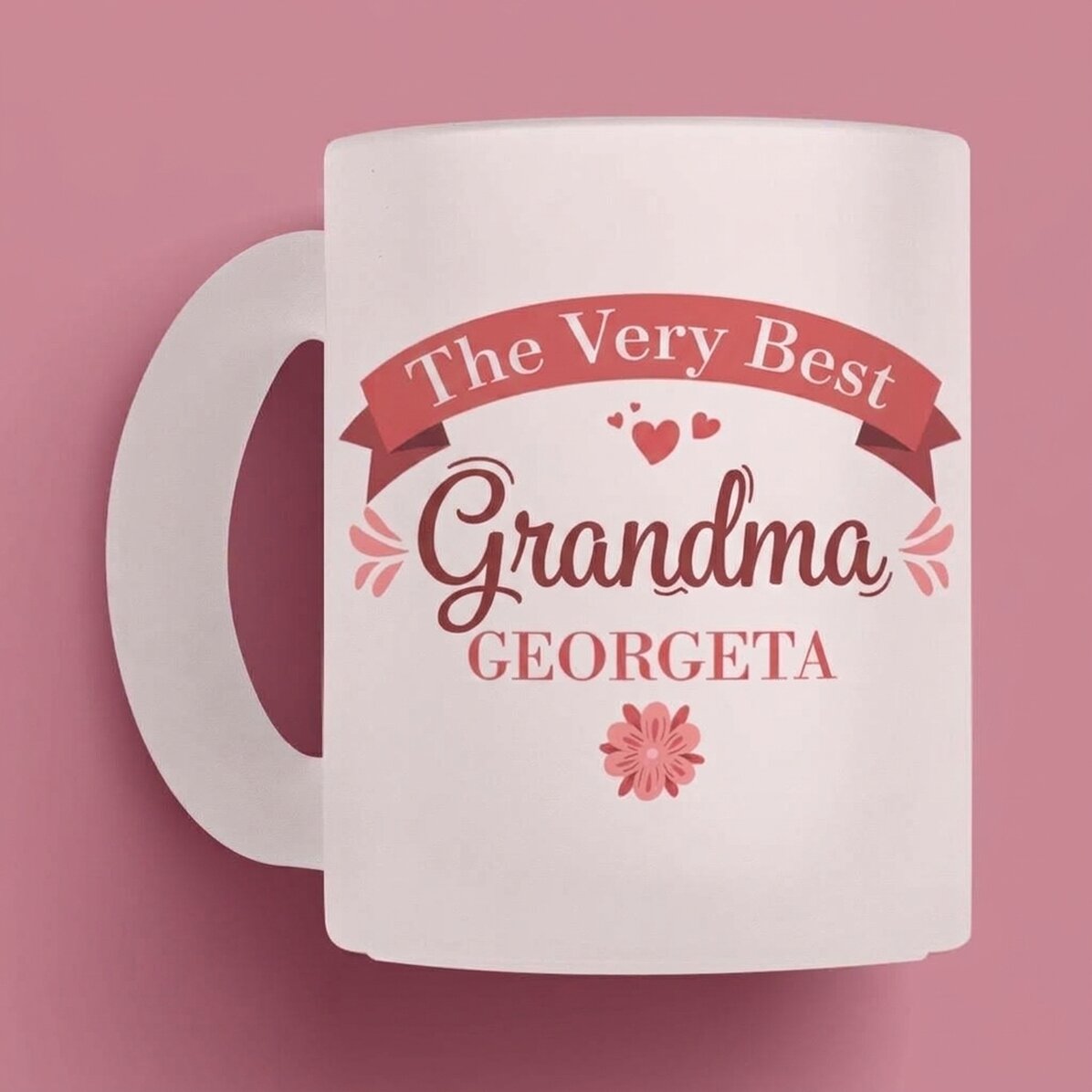 Personalised frosted glass mug with text – Grandmother-to-be NEW