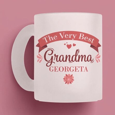 Personalised frosted glass mug with text – Grandmother-to-be NEW