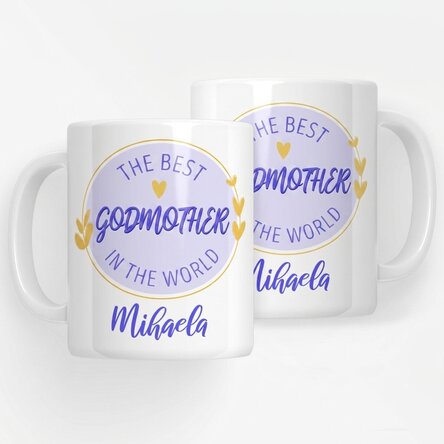 Personalised mug with text – The best godmother