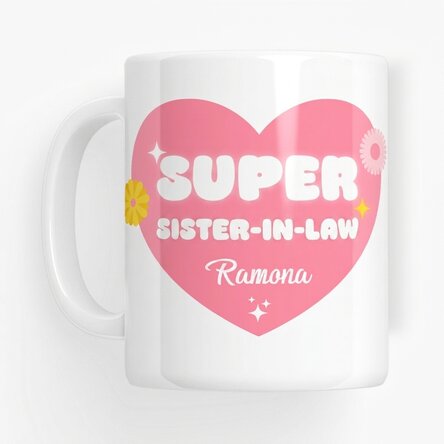 Personalised mug with text – Super sister-in-law