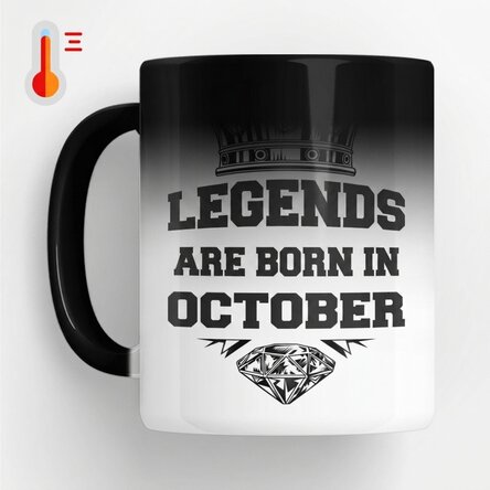 Personalised thermo-sensitive mug with text – Legends are born in...
