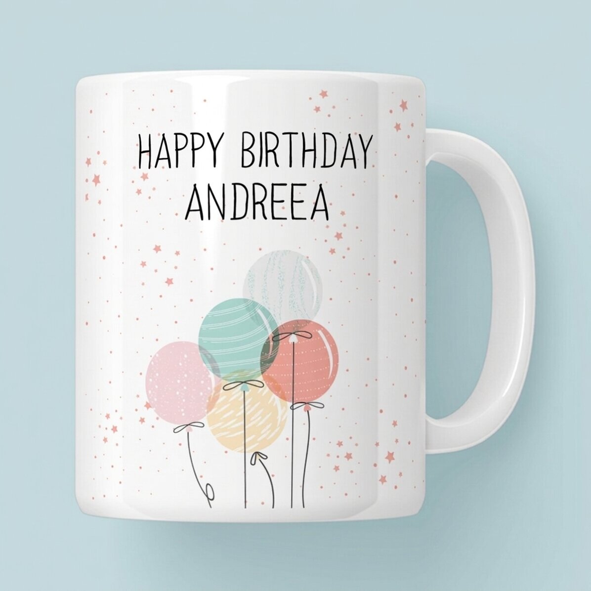 Personalised mug with text - Colourful balloons