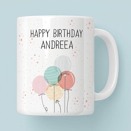 Personalised mug with text - Colourful balloons