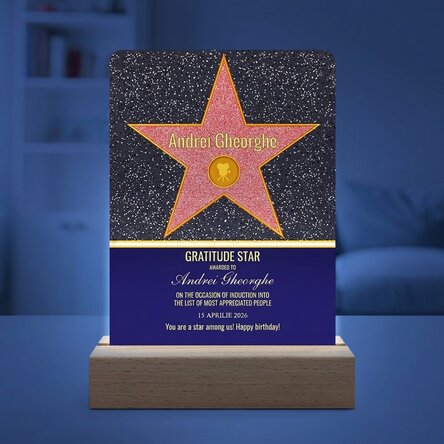 Personalised LED night light with message – Star of Gratitude