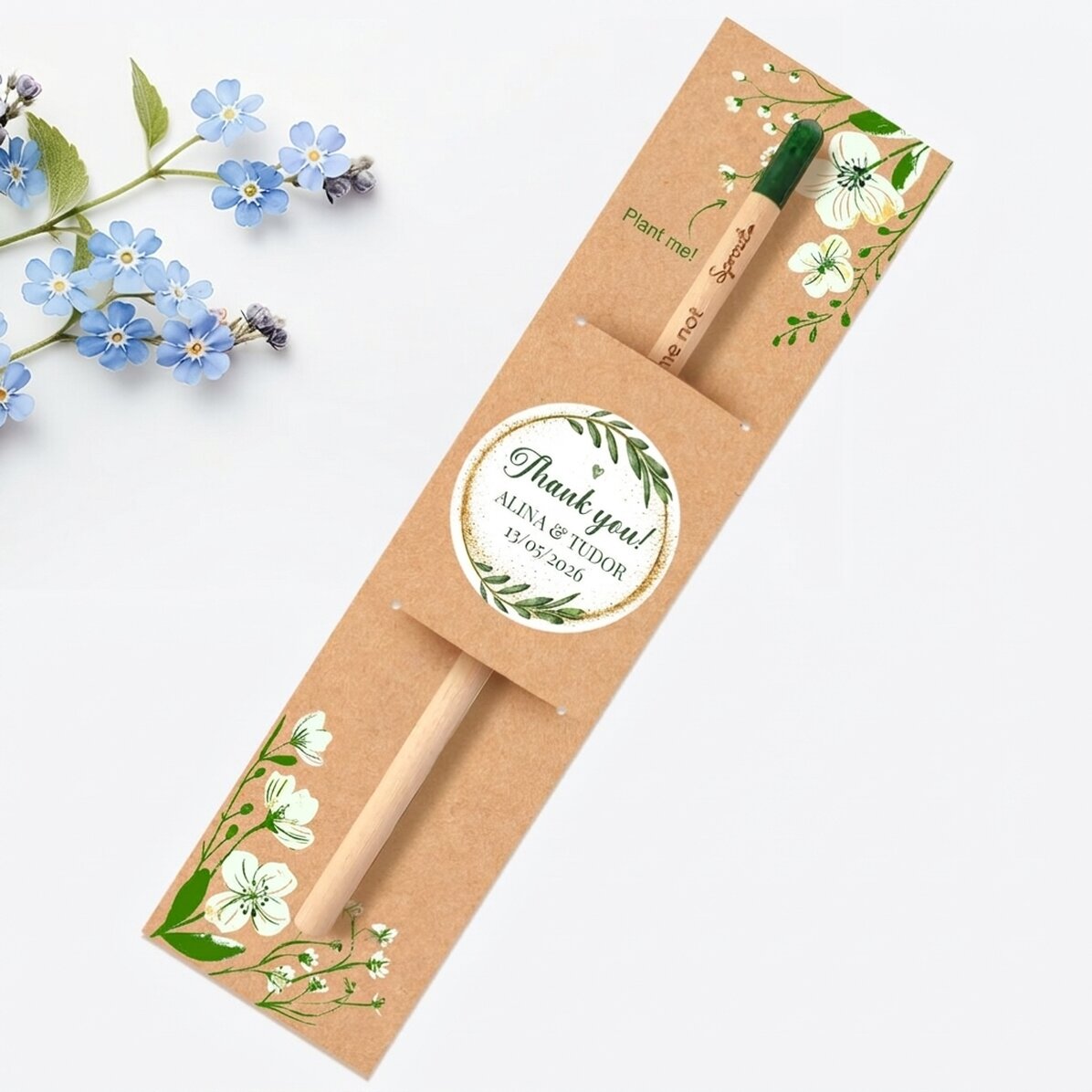 Personalised plantable pencil with a message – Thank you