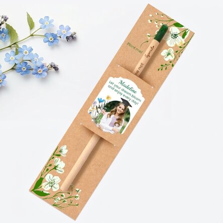 Personalised plantable pencil with photo and message – Graduation