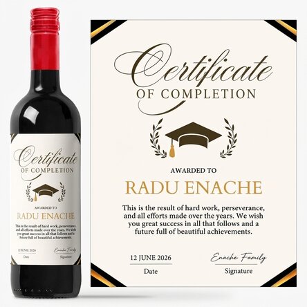 Personalised wine with a message - Graduation certificate