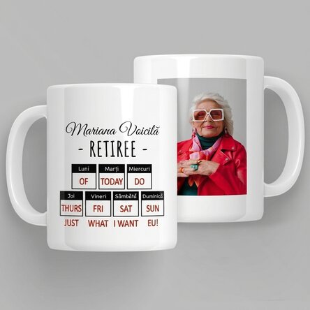 Personalised mug with photo and message – Retirement
