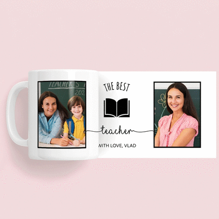 Personalised mug with 2 photos and text