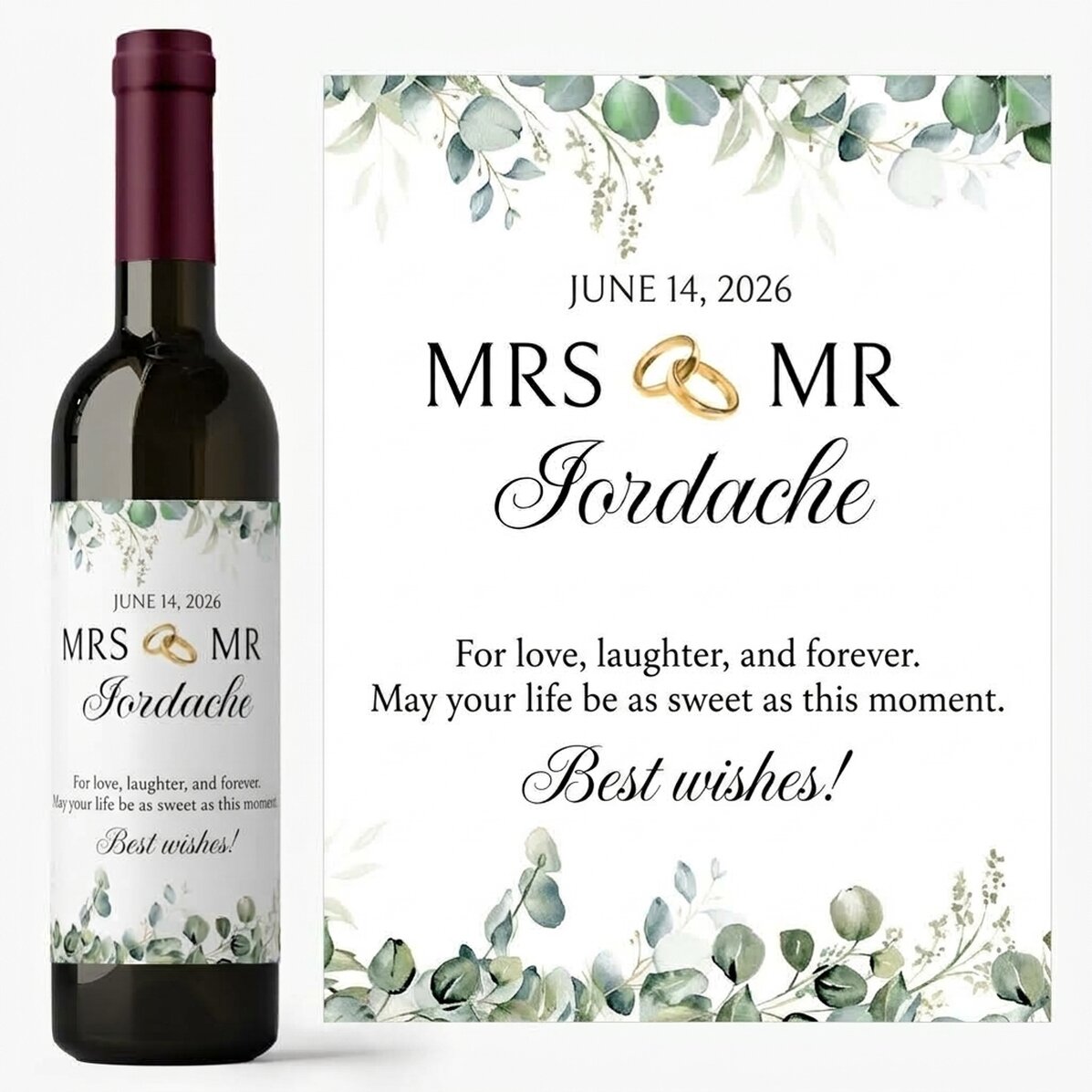Personalised wine with a message – Mrs & Mr