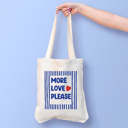 Personalised tote bag with message – More love