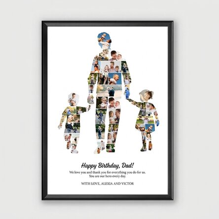 Personalised canvas print with text and 49 photos – Dad, daughter and son