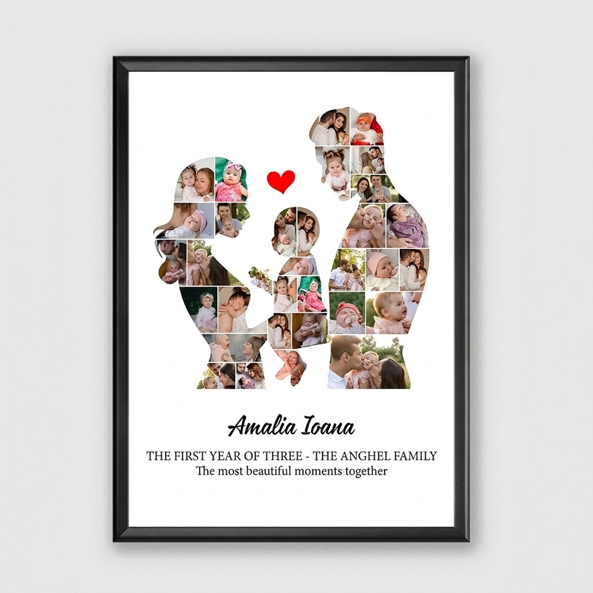 Personalised canvas print with text and 33 photos - Family