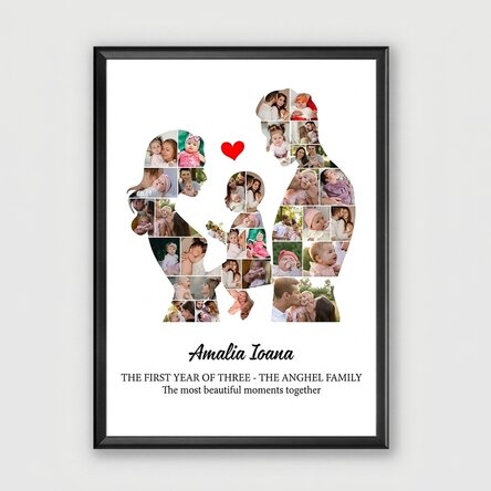 Personalised canvas print with text and 33 photos - Family