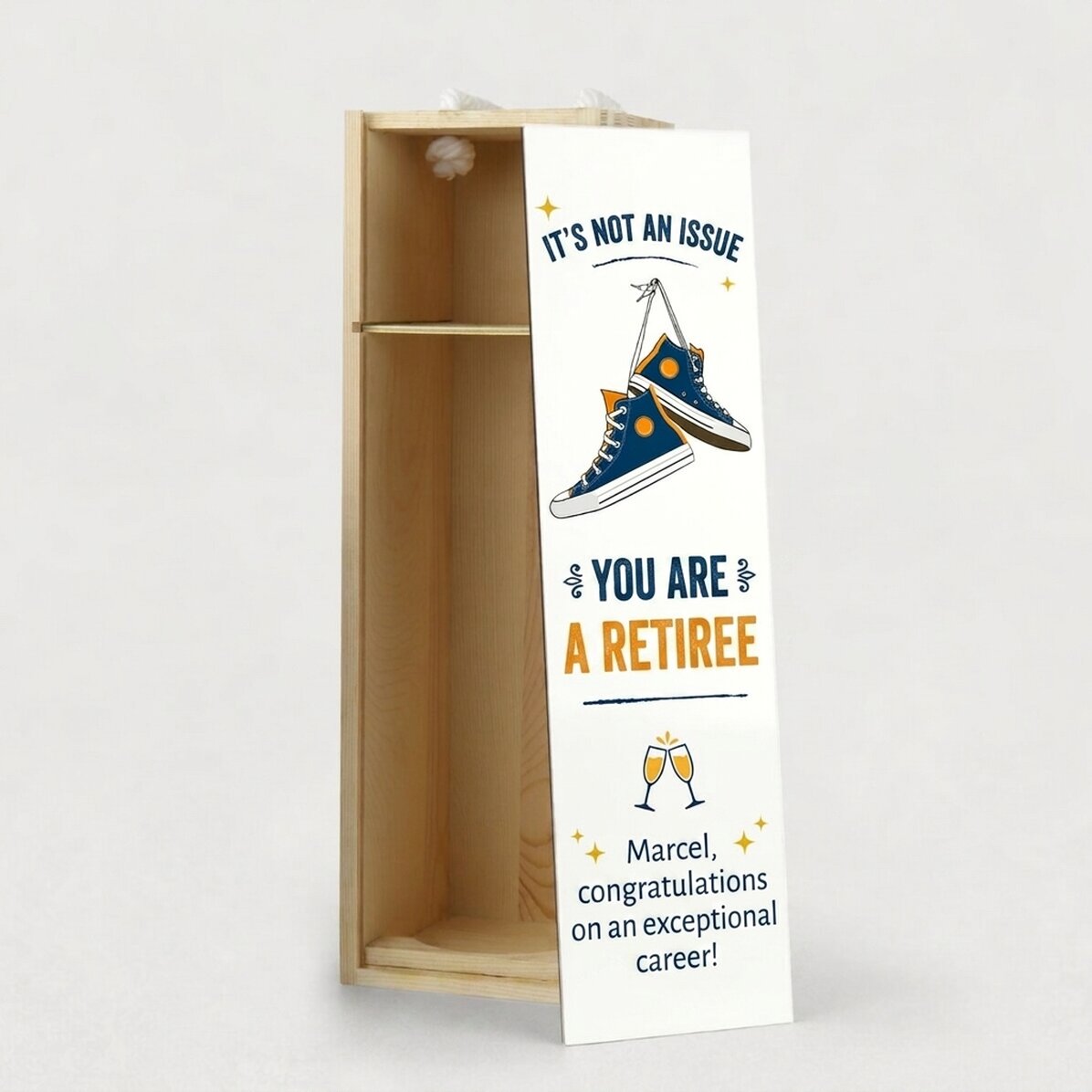 Personalised wine box with text – Retired