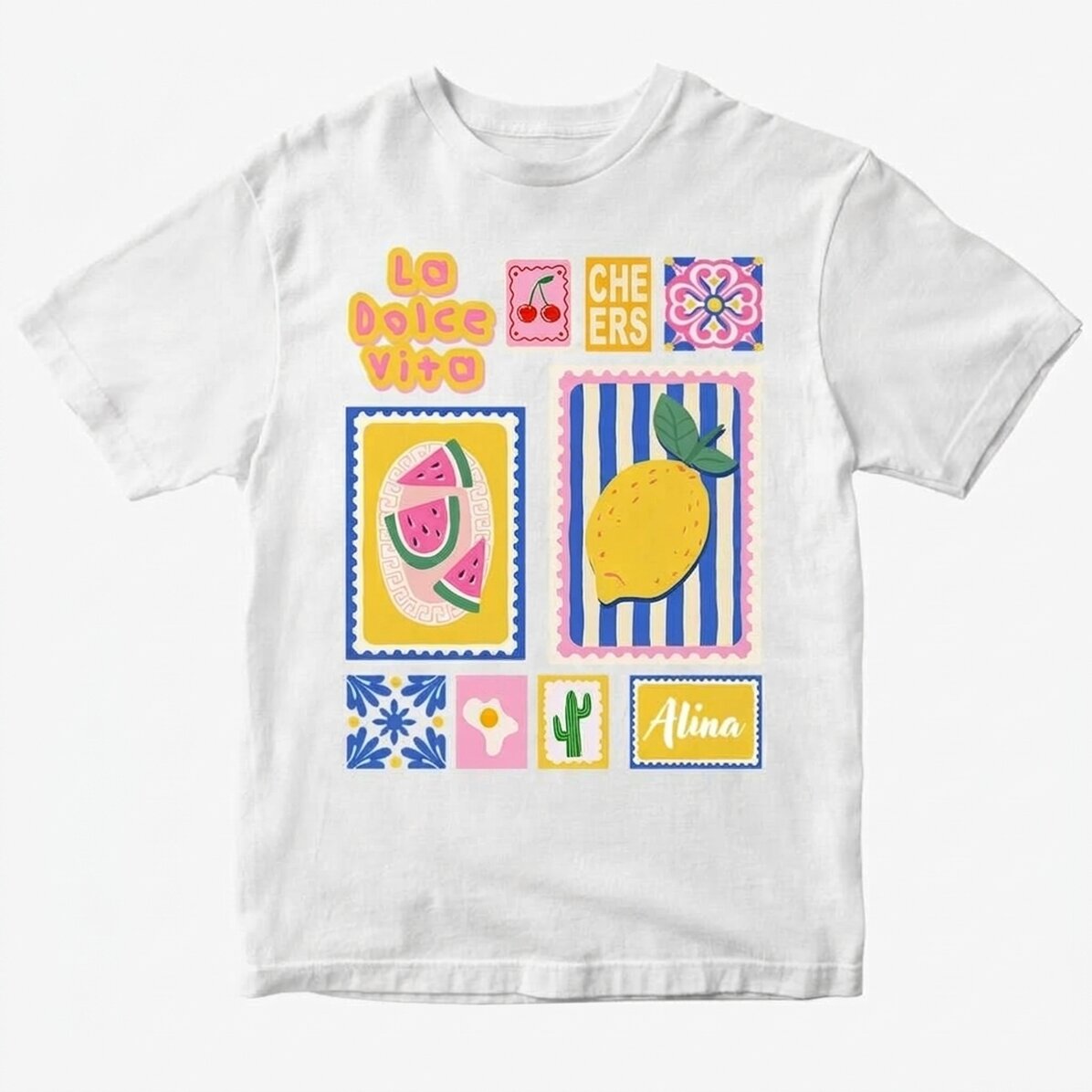 Personalised cotton T-shirt with name - Summer