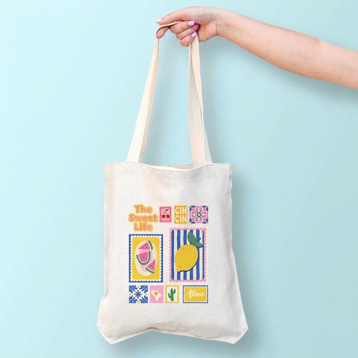 Personalised tote bag with name - Summer