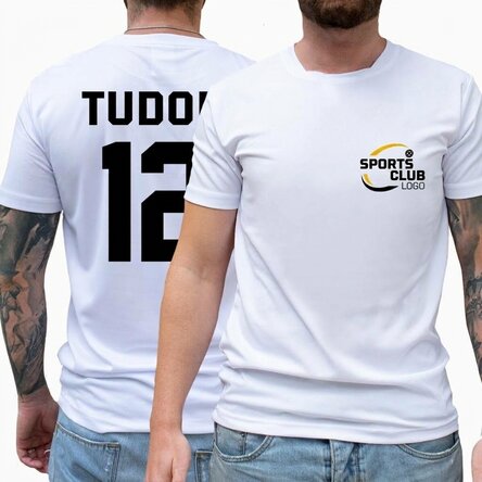 Personalised double-sided sports T-shirt with logo, name and number