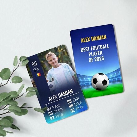 Personalised double-sided aluminium card with a message and photo – FIFA