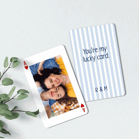 Personalised double-sided aluminium card with photo and message – Playing card