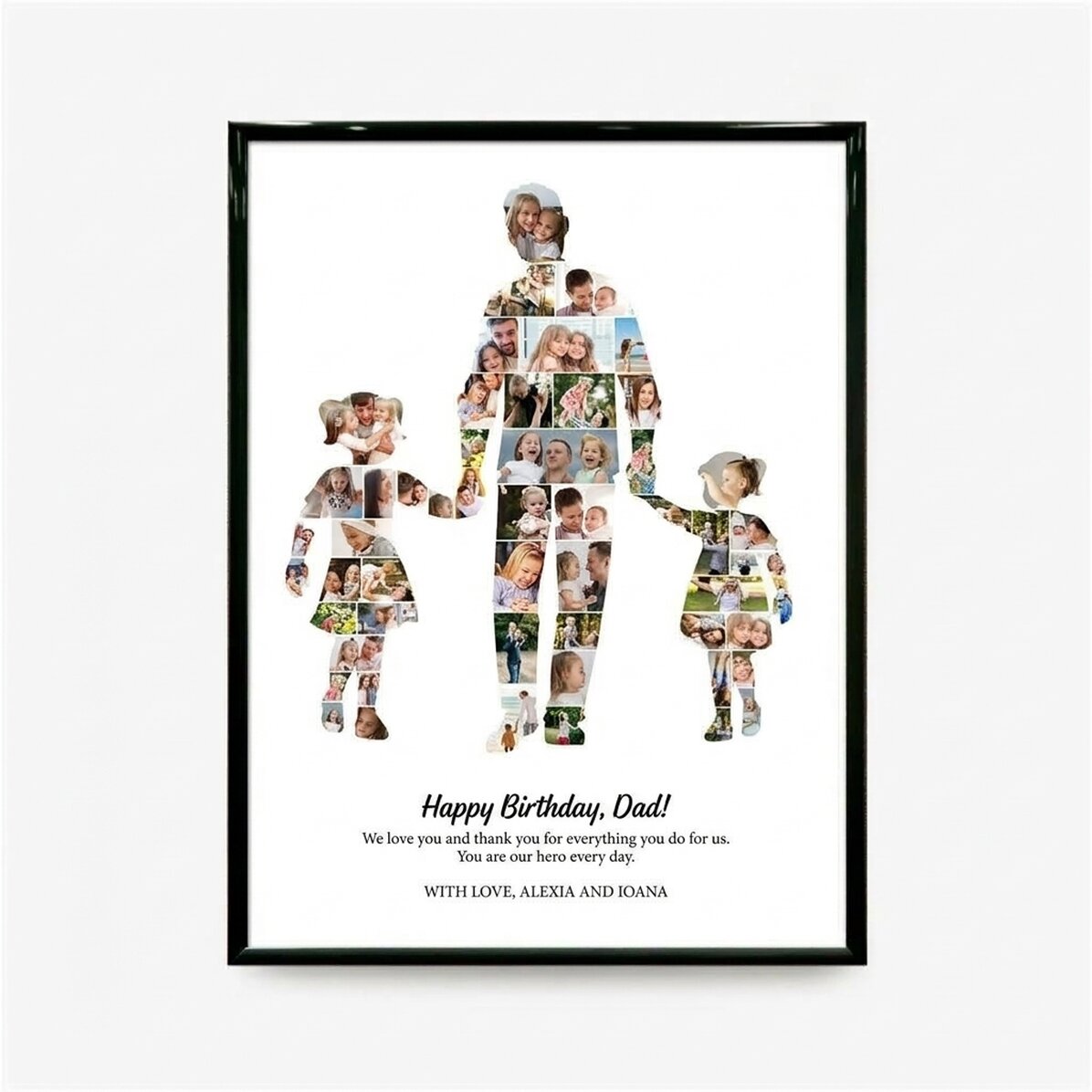 Personalised canvas print with text and 54 photos – Dad, 2 daughters