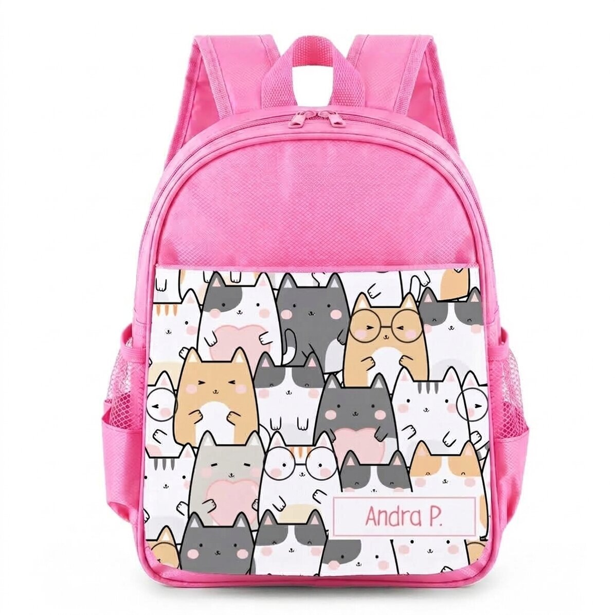 Personalised school bag with name – Kittens