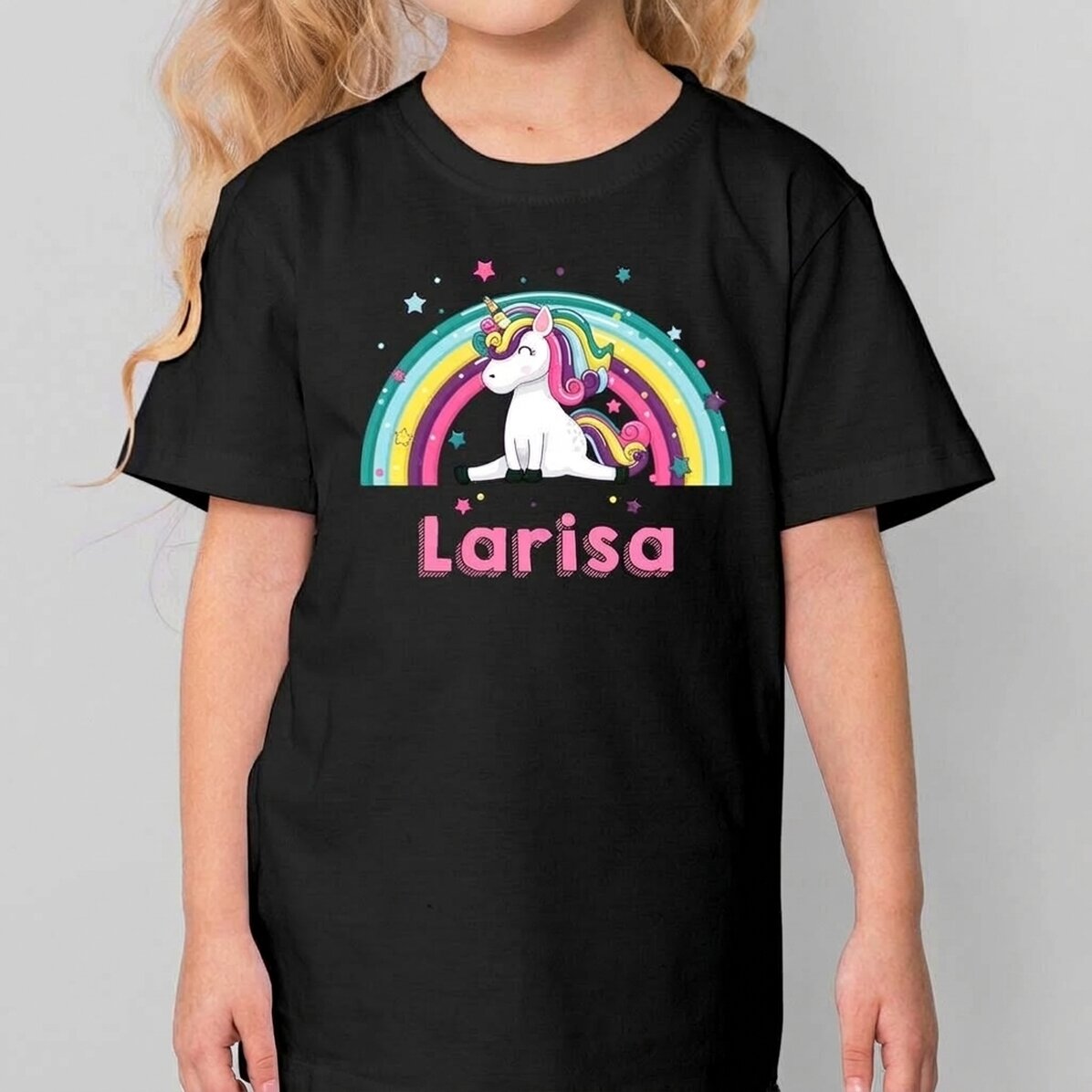 Personalised cotton T-shirt for children with name – Unicorn