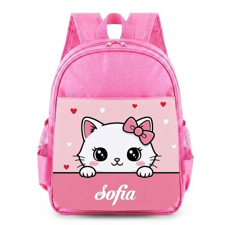 Personalised school bag with name – Little Cat