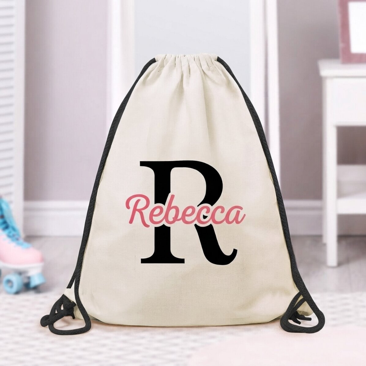 Personalised rucksack with name and initial