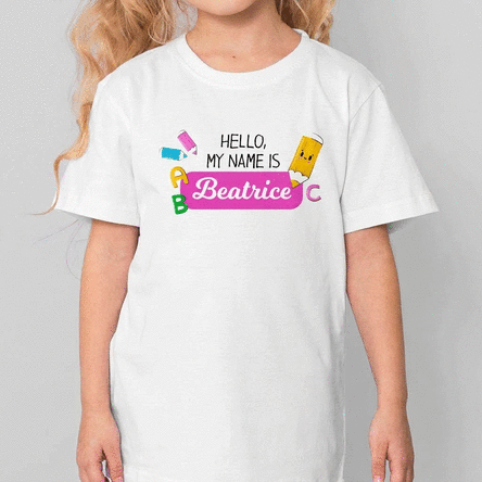 Personalised cotton T-shirt for children with their name on it - My name is