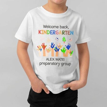 Personalised cotton T-shirt for children with text - Nursery