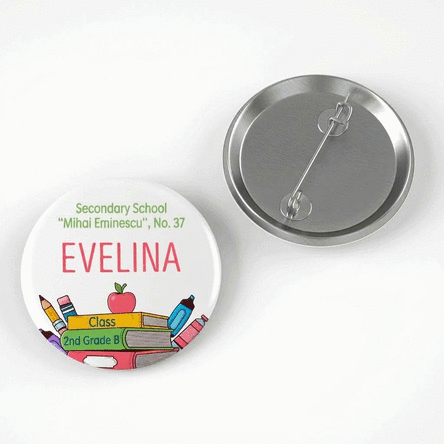 Personalised badge with text for school
