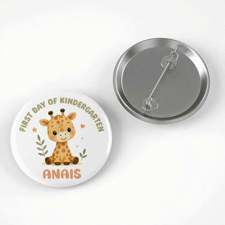 Personalised badge with text for nursery – Little Animals