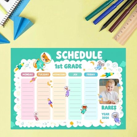 Personalised timetable with text and photo - Young schoolchildren