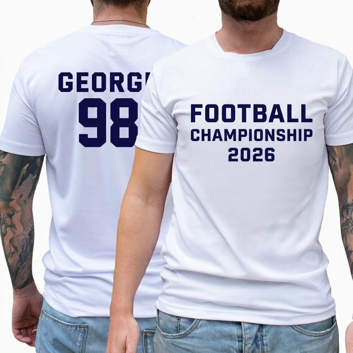 Personalised double-sided sports T-shirt with text