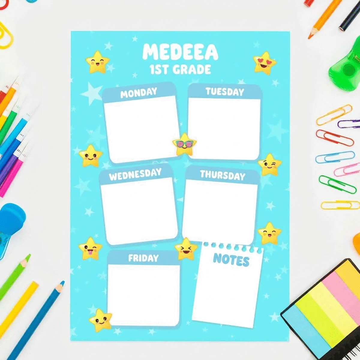 Personalised timetable with a message