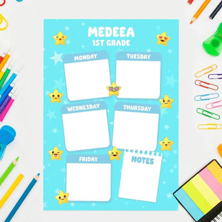 Personalised timetable with a message