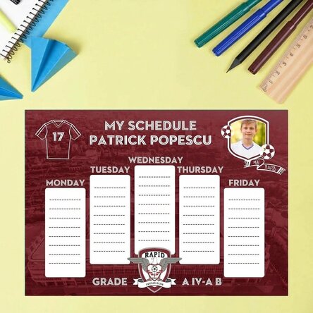 Personalised timetable with a photo and text - FC Rapid 1923