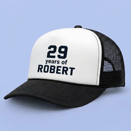 Personalised cap with number and name
