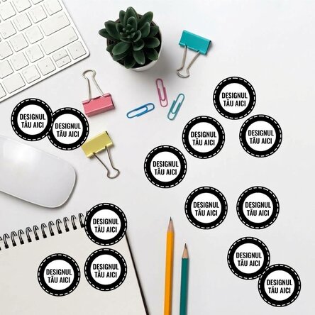 Set of round stickers (self-adhesive labels), 3.5 cm in diameter, customised with your own design