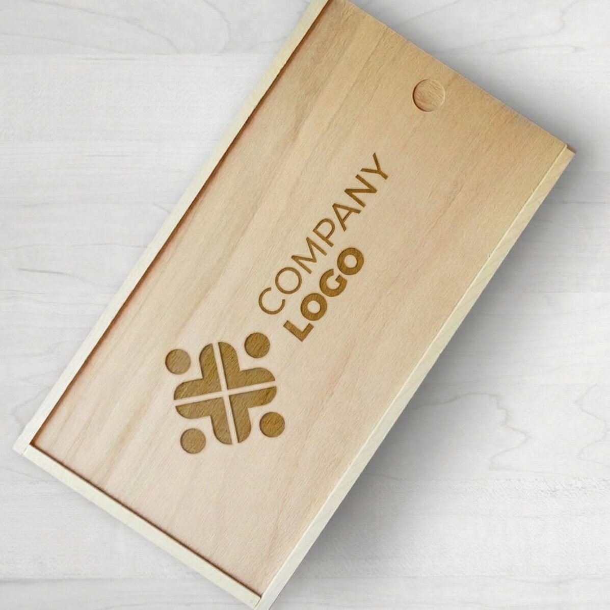 Personalised wooden gift box with logo