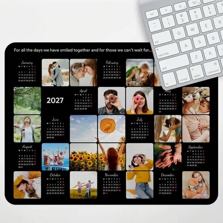 Customised XL mouse pad with photos and a message - Calendar